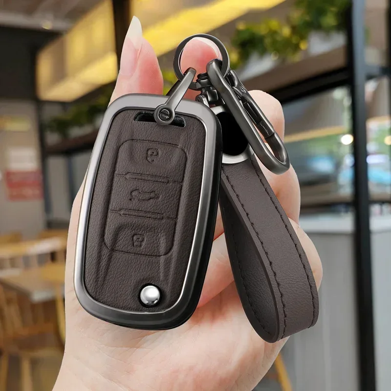 

For Wuling Baojun 310 510 560 630 730 Zinc Alloy Car 3 Button Key Case Holder Cover Bag Shell Keychain Key Protector Accessories