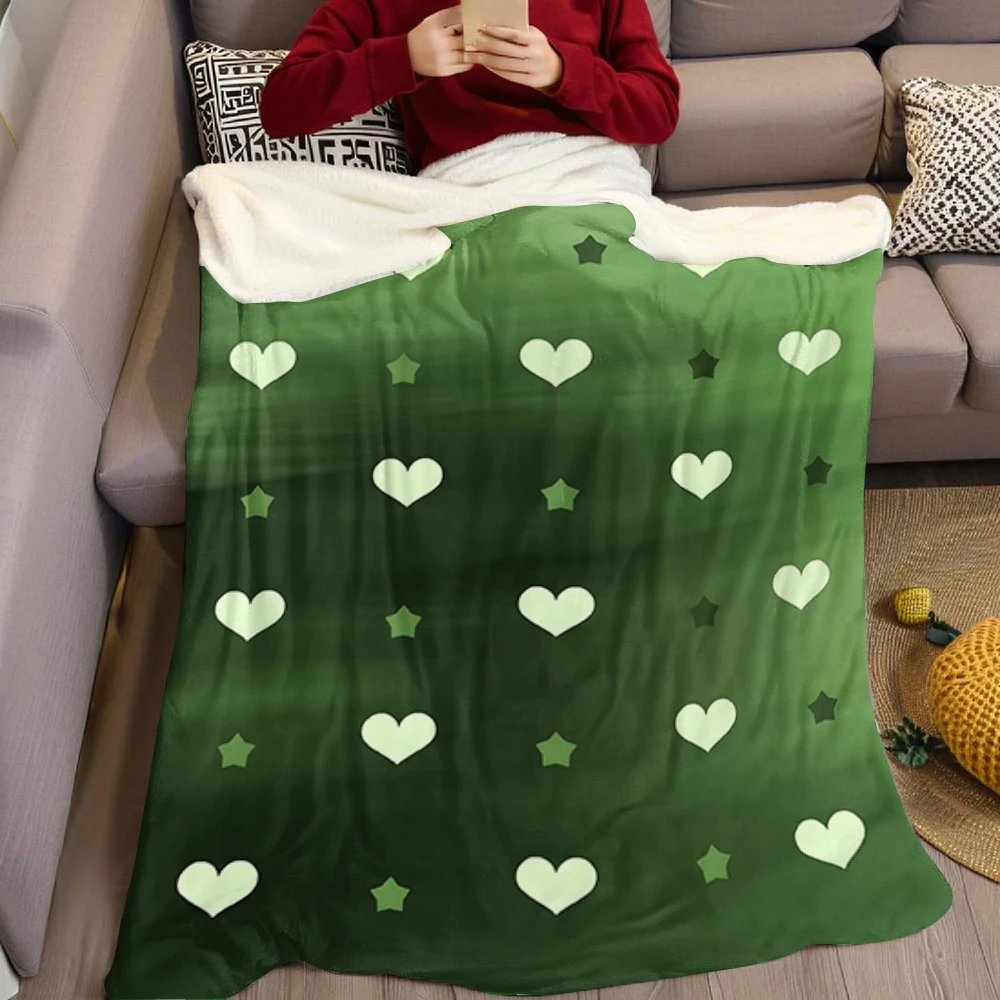 Green Diagonal Stars Super Soft Flannel Blanket Fuzzy Warm Throw Blanket for Bed Couch Cozy Plush Bed Cover All Season