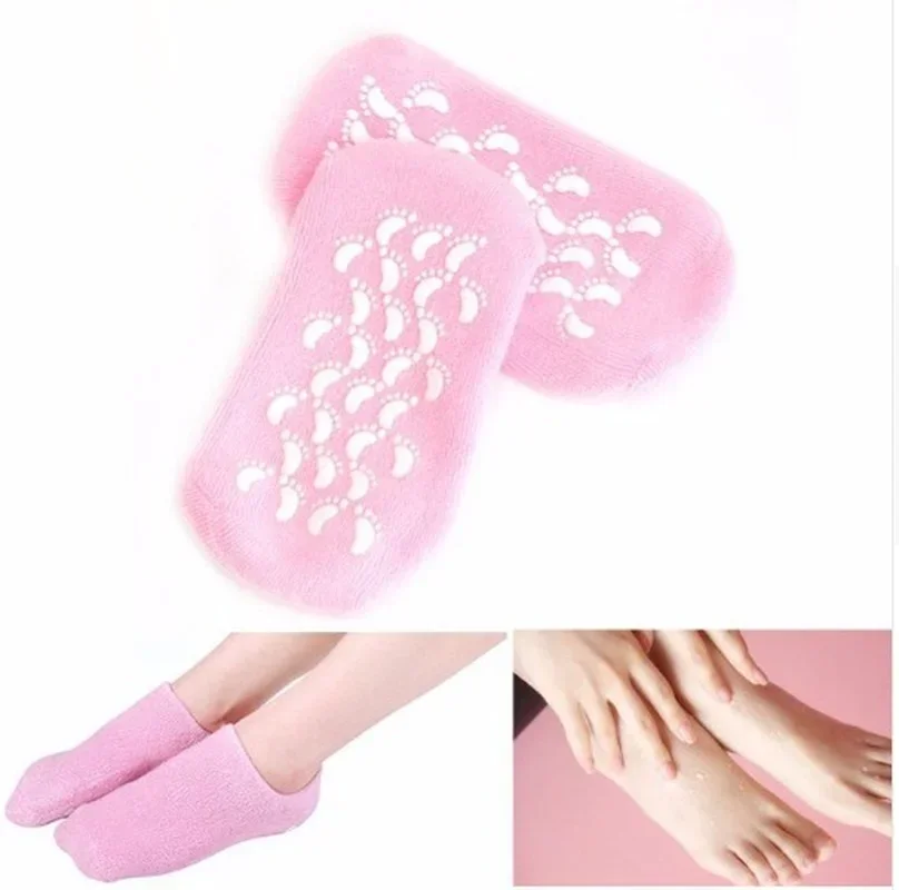 2pc cuidados com os pés spa hidratante gel meias esfoliante seco rachado pele macia meia pedicure calcanhar duro protetor de pele reparação