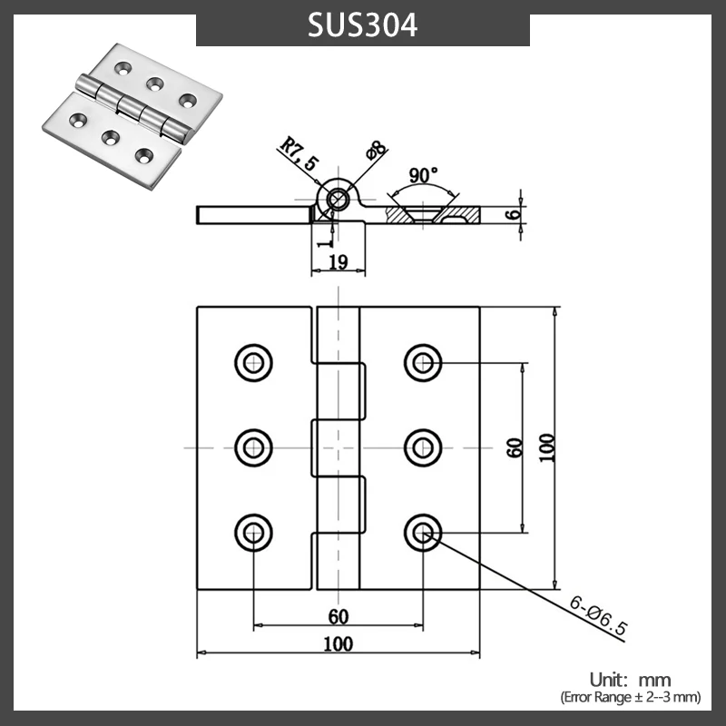 Commercial 304 Stainless Steel Precision Casting Doors And Windows Industrial Equipment Cabinets Flat Hinges