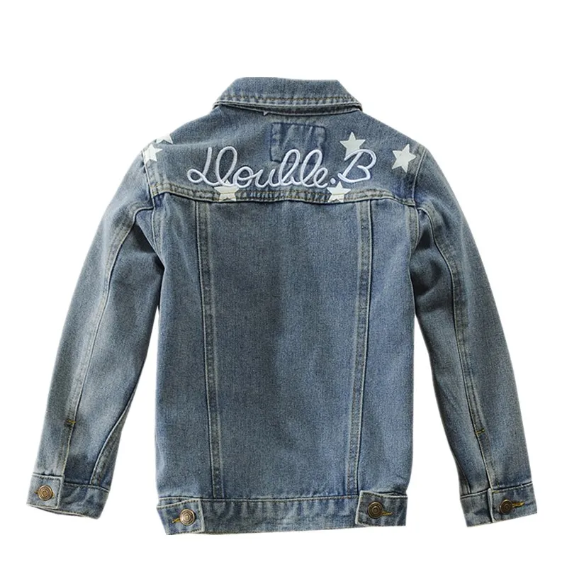 Children Denim Jacket EU And US Fashion Stripe Stitching Design Kids Turn-down Collar Jean Outerwear For Big Boys 4-14 Years