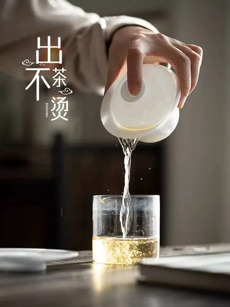 White Porcelain A Jade-Like Texture, High-End Kung Fu Tea Set For Home Use, Three-Piece Ceramic Bowl With Lid