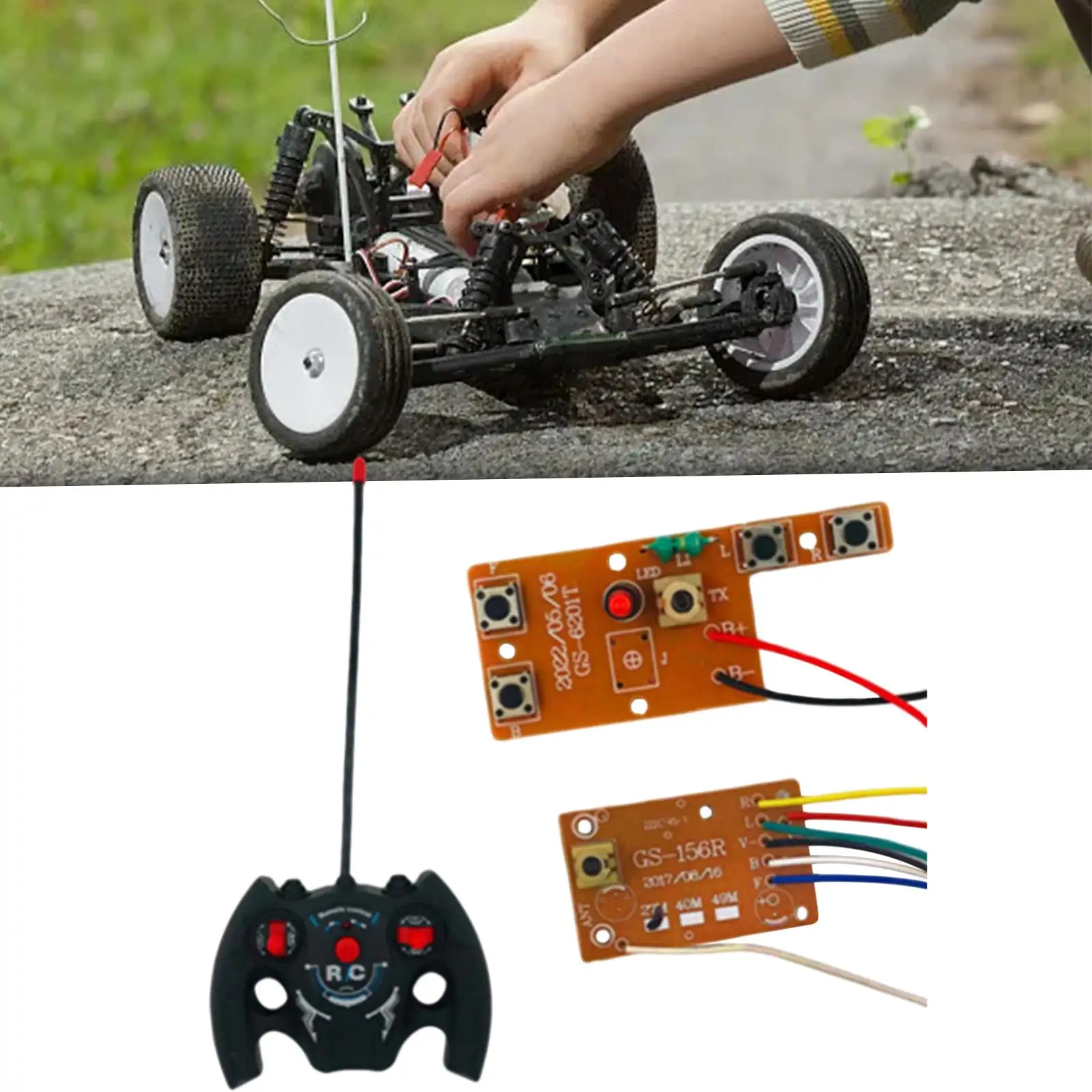 Scheda trasmettitore Scheda ricevitore Sistema radio 27 MHz 4CH con telecomando per camion modello di nave Accessori auto RC