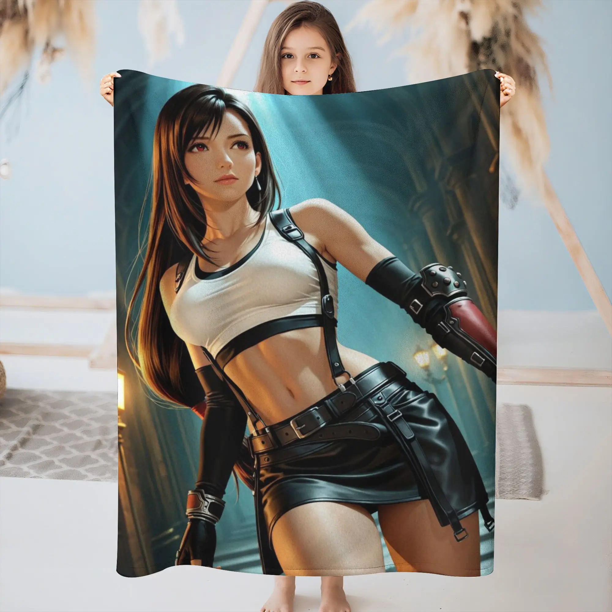 beautiful Tifa theme pattern Flannel printed blanket suitable for all seasons suitable for living room office sofa and travel