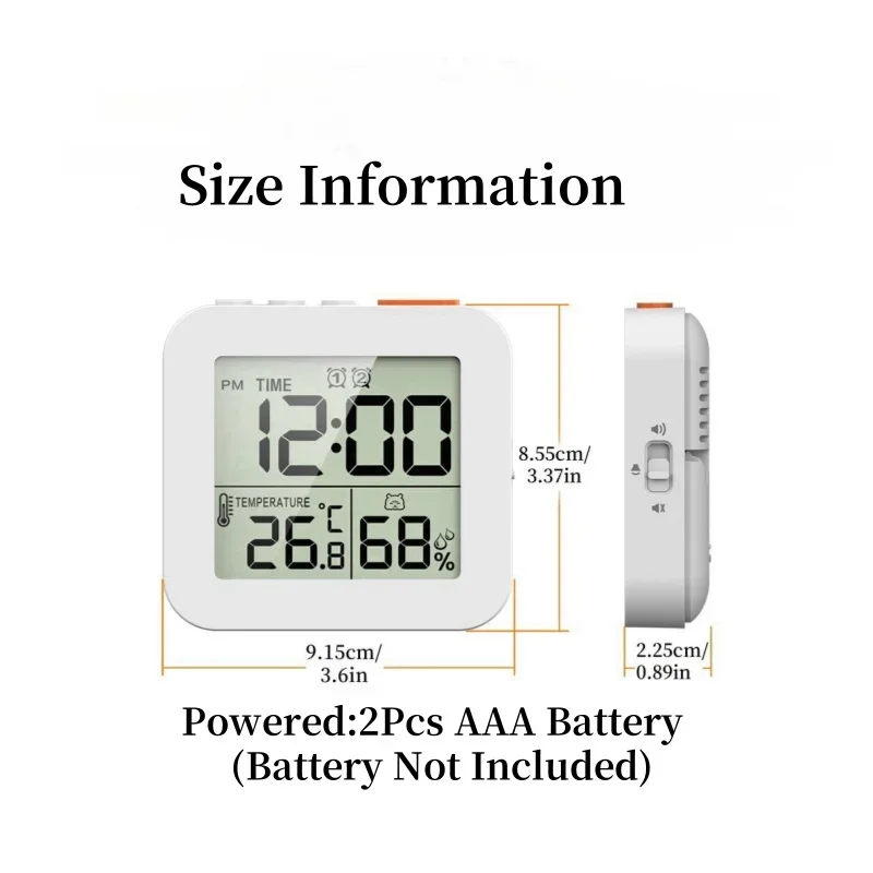 Picture 7: Mini Digital Alarm Clock TEMP Humidity Dual Alarm Timing Countdown Backlight Snooze Table Clock 12/24H Battery Powered LCD Clock