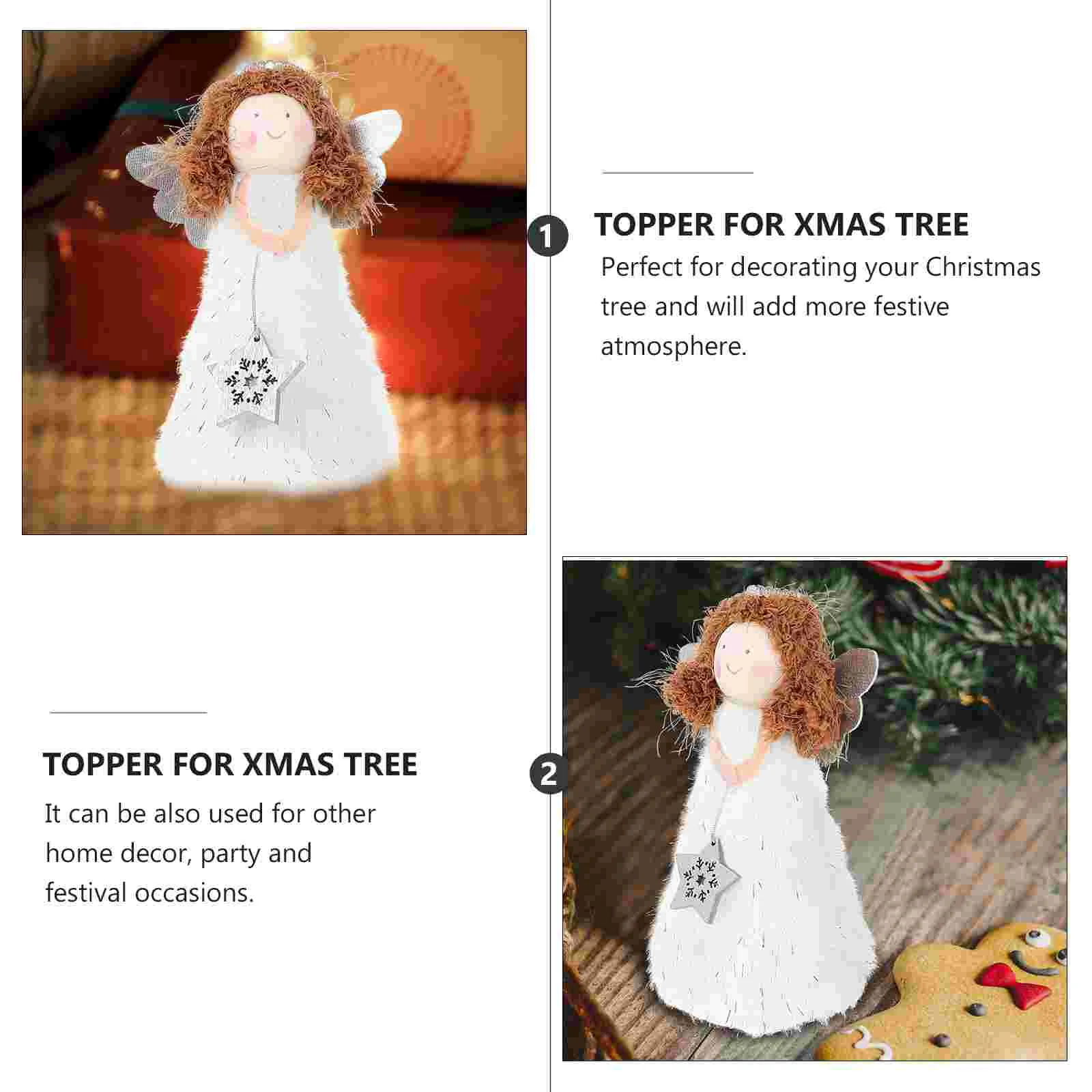 Christmas Decorations Tree Topper Angel Xmas Treetop Figurine Ornament for Desktop Cute