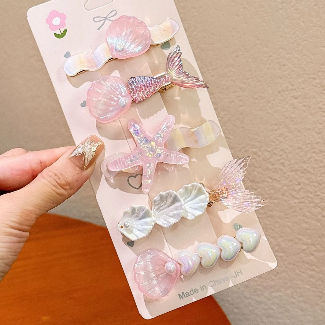Shell Starfish Hair Clips Ocean Series Mermaid Hairpins Girls Summer Beach Bang Clip Princess Barrette Hair Accessories