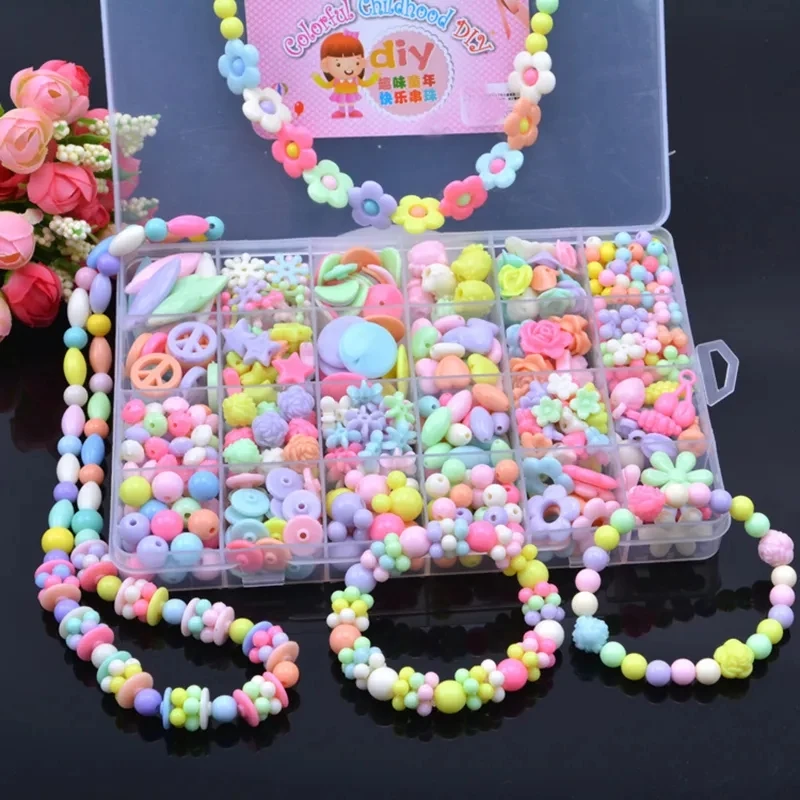 24 Grid DIY Handmade Beads Toys For Children With Accessory Set Girl Weaving Bracelet Jewelry Making Toys Creative Children Gift