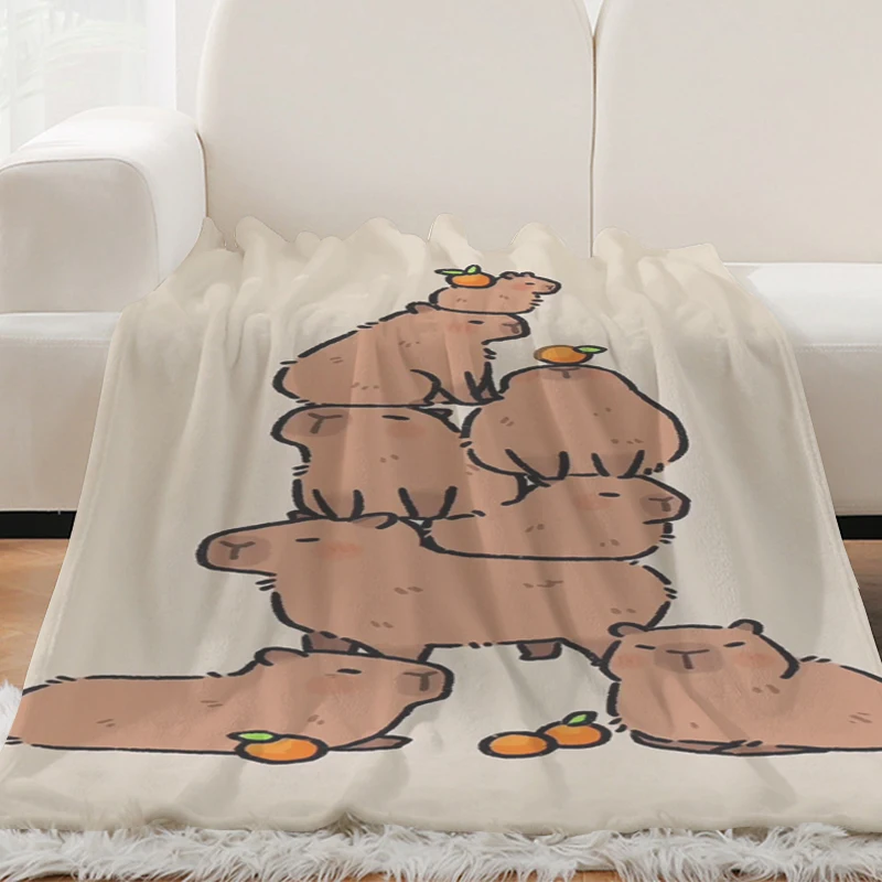 Custom Blanket H-Capibaras Warm Winter Blankets Microfiber Bedding King Size Blanket Fluffy Soft Blankets Knee Bed Fleece Nap