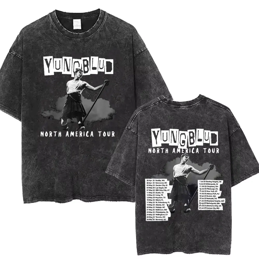 Yungblud ألبوم الموسيقى غريب ريترو غسلها تي شيرت الرجال النساء الهيب هوب المتضخم الشارع الشهير البديل روك قصيرة الأكمام تي شيرت