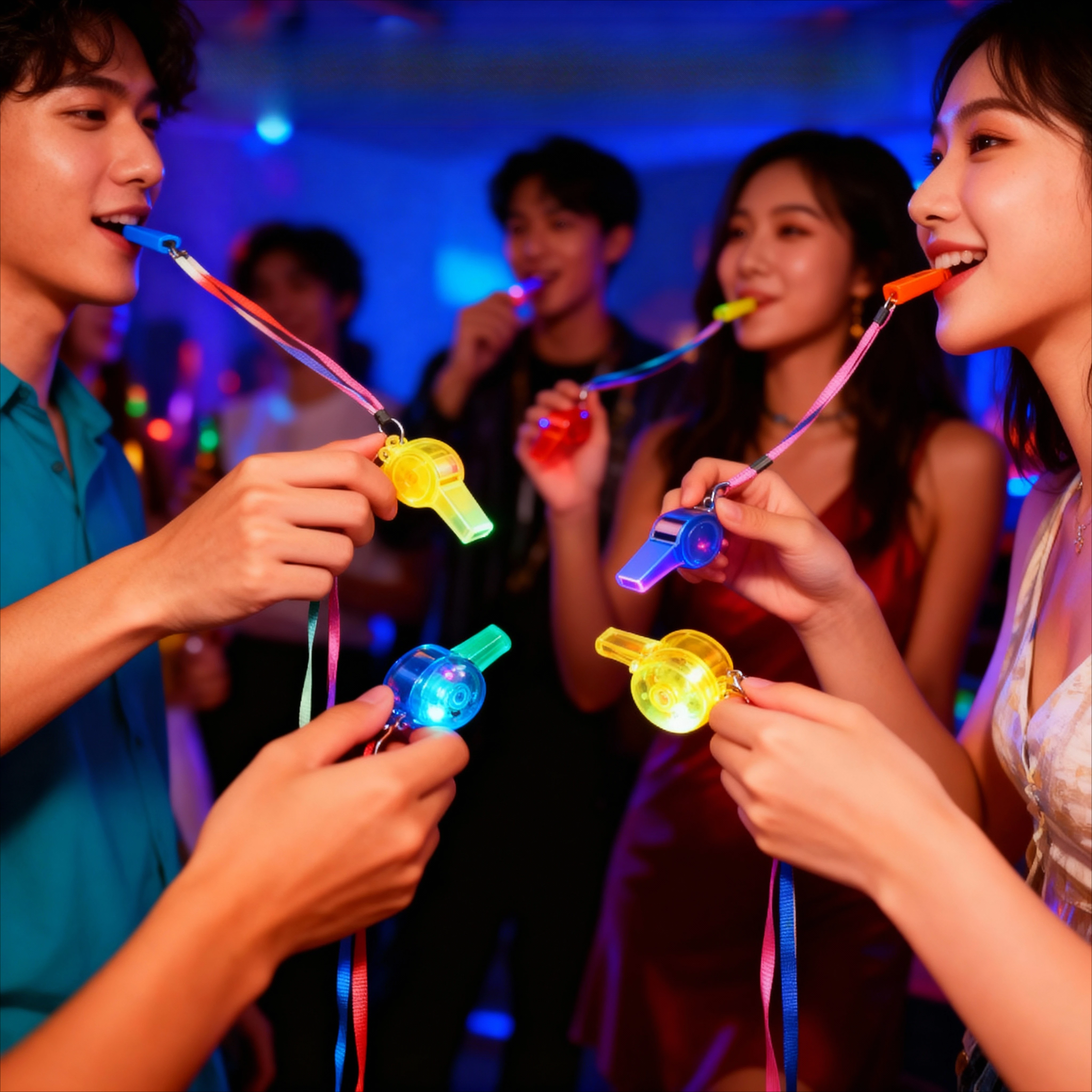 10-80PCS Glow in The Dark LED Whistles with Lanyard Fun Toy Party Favors for Kids and Adults Ideal for Birthdays and Holidays
