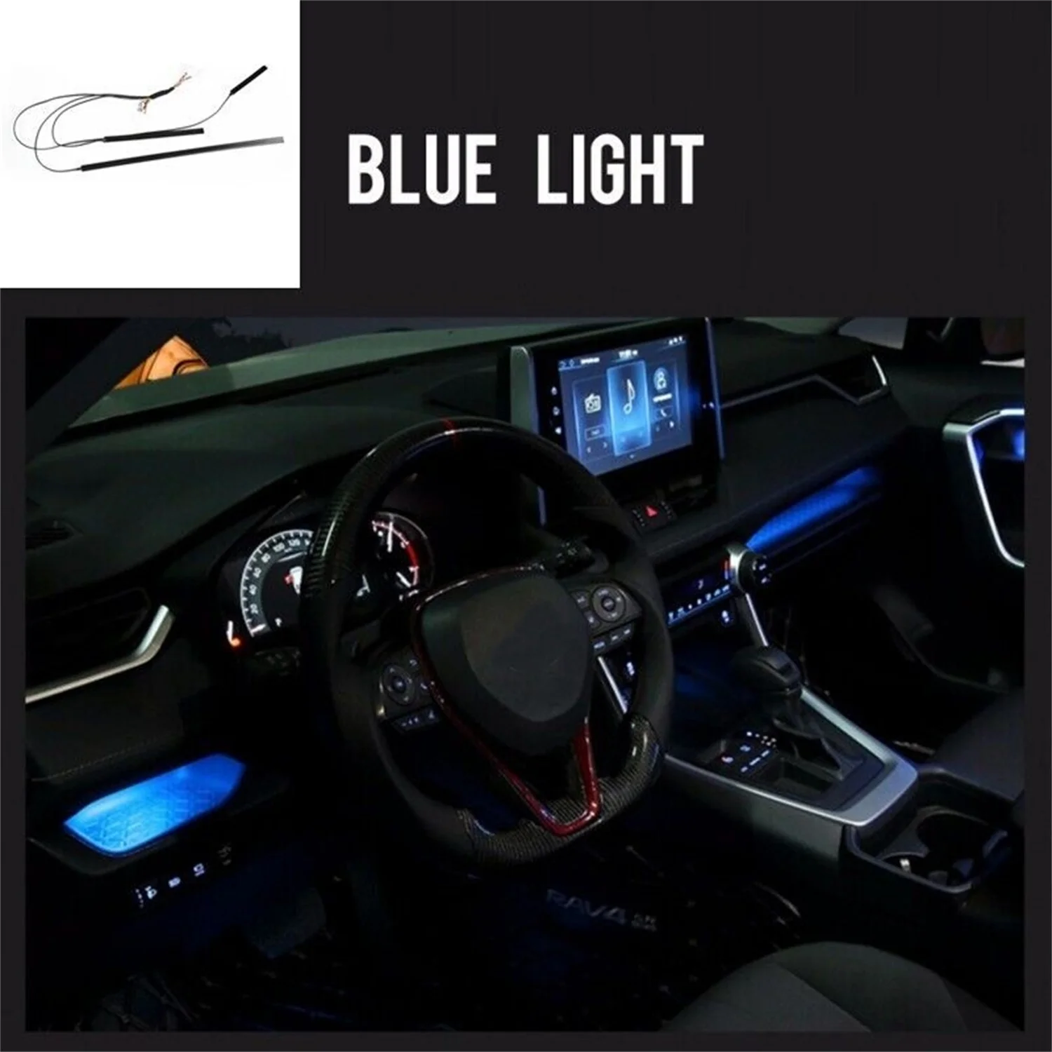 for Toyota RAV4 2019 2020 2021 2022 2023 Car Accessories Interior Dashboard Console Blue Light Bar Strip Decoration 3pcs