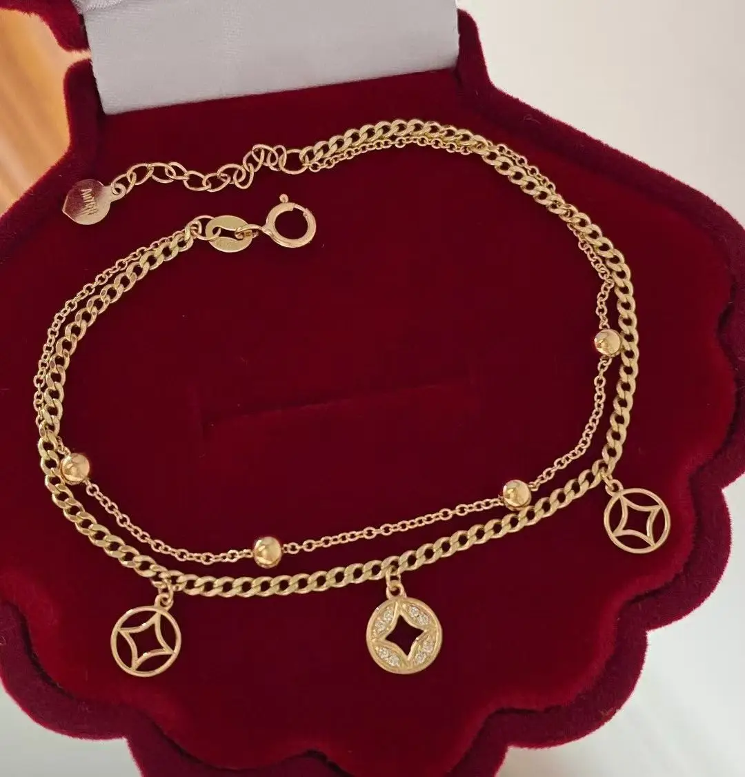 

XCL HOT SALE 18K REAL GOLD DIAMOND CHAIN BRACELET FINE JEWELRY FRO LADY PARTY WEEDING ENGAGEMENT GIFT