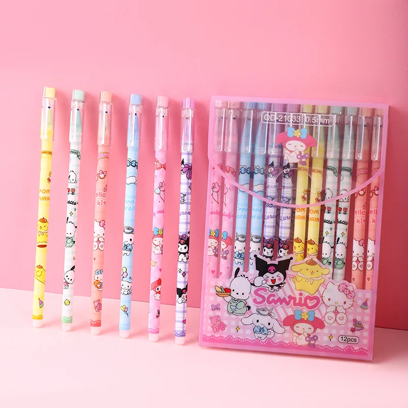 48 pcs/lot Sanrio Creative Erasable Gel Pen Cute 0.5mm Black/Blue Ink Neutral Pens Promotional Gift Office School Supplies