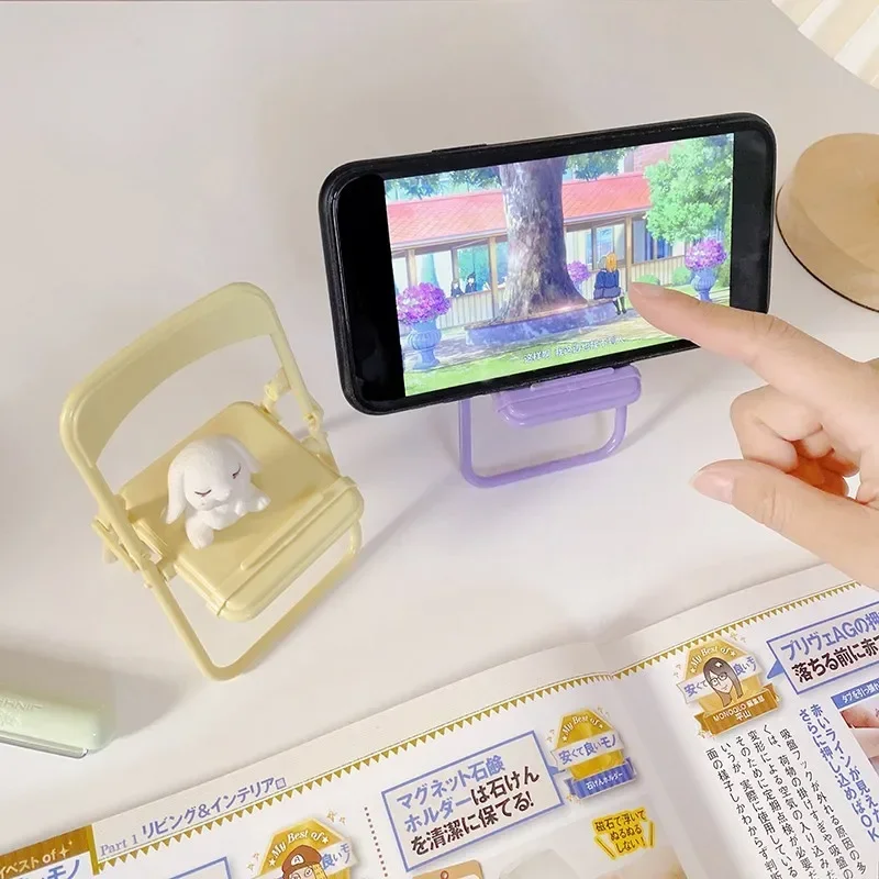 折りたたみ式ミニチェア電話ホルダー、MobileDecoration用のかわいいデスクトップスタンド、子供、ティーン向けのクリエイティブギフト、ホームオフィスデスクアクセサリー