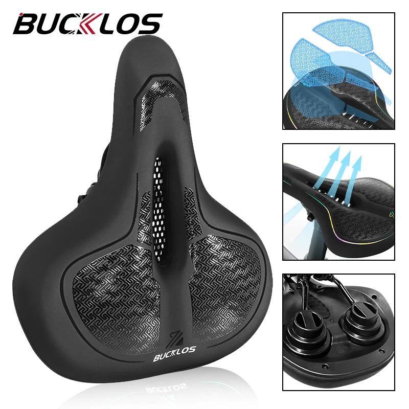 

BUCKLOS Soft Mtb Saddle Shock Absorption Bicycle Saddle Ergonomic Long Distanc Road Bike Cushion Breathable Cycling Seat Pad