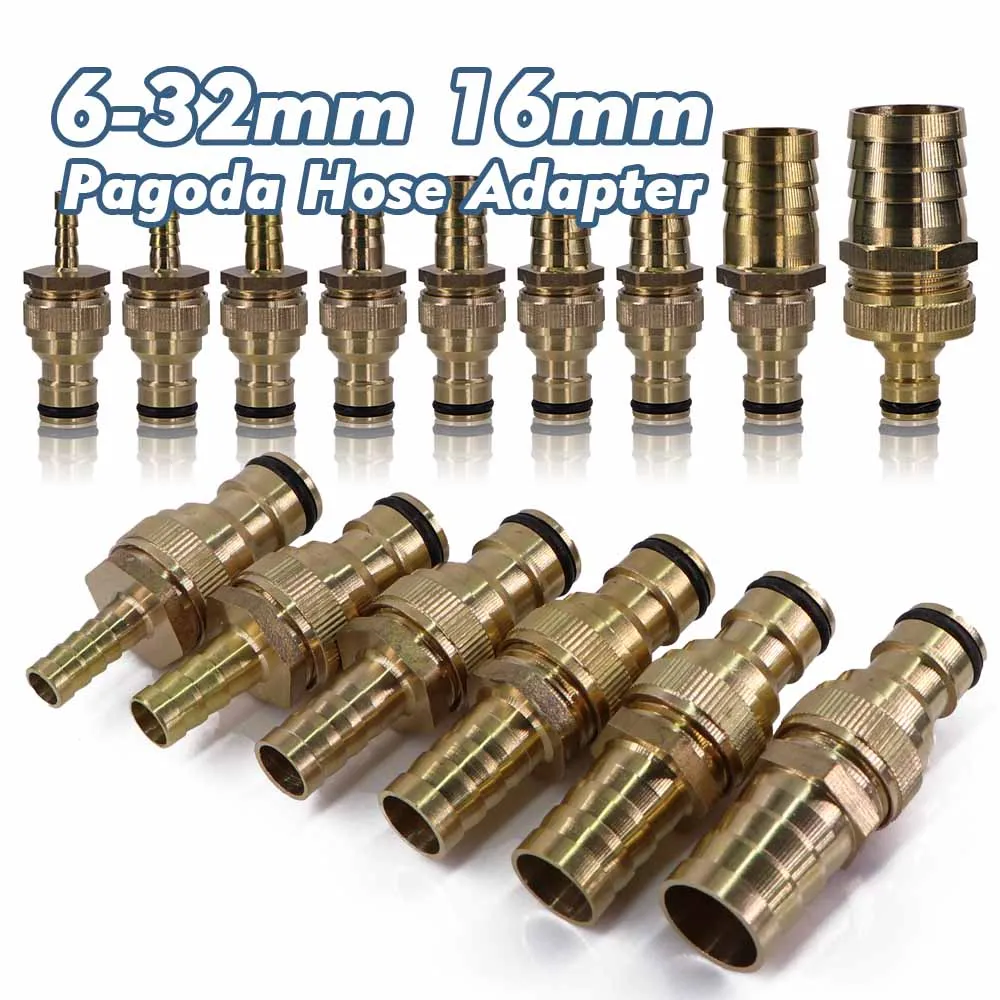 Brass Hose Adapter Barb Pagoda Pipe Fitting for 6/8/10/12/14/16/19/25/32mm Garden Irrigation Watering Tube Quick Connector Joint