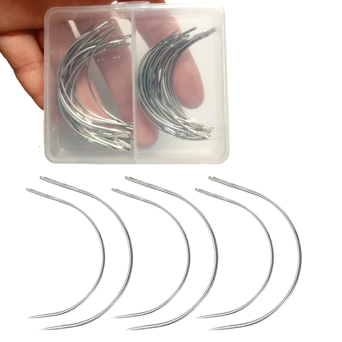 

1Box 50Pcs Hair Weave Needle Hand Sewing Home Household Repair Sewing Needles C-Shape Curved Mattress Needles