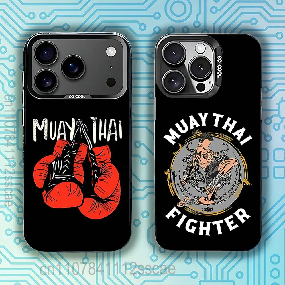 

Muay Thai Fight Boxing Phone Case For iPhone 17,16,15,14,13,12,11,Pro,Max,Plus,E,Air,Mini Anti Fall Black Bumper
