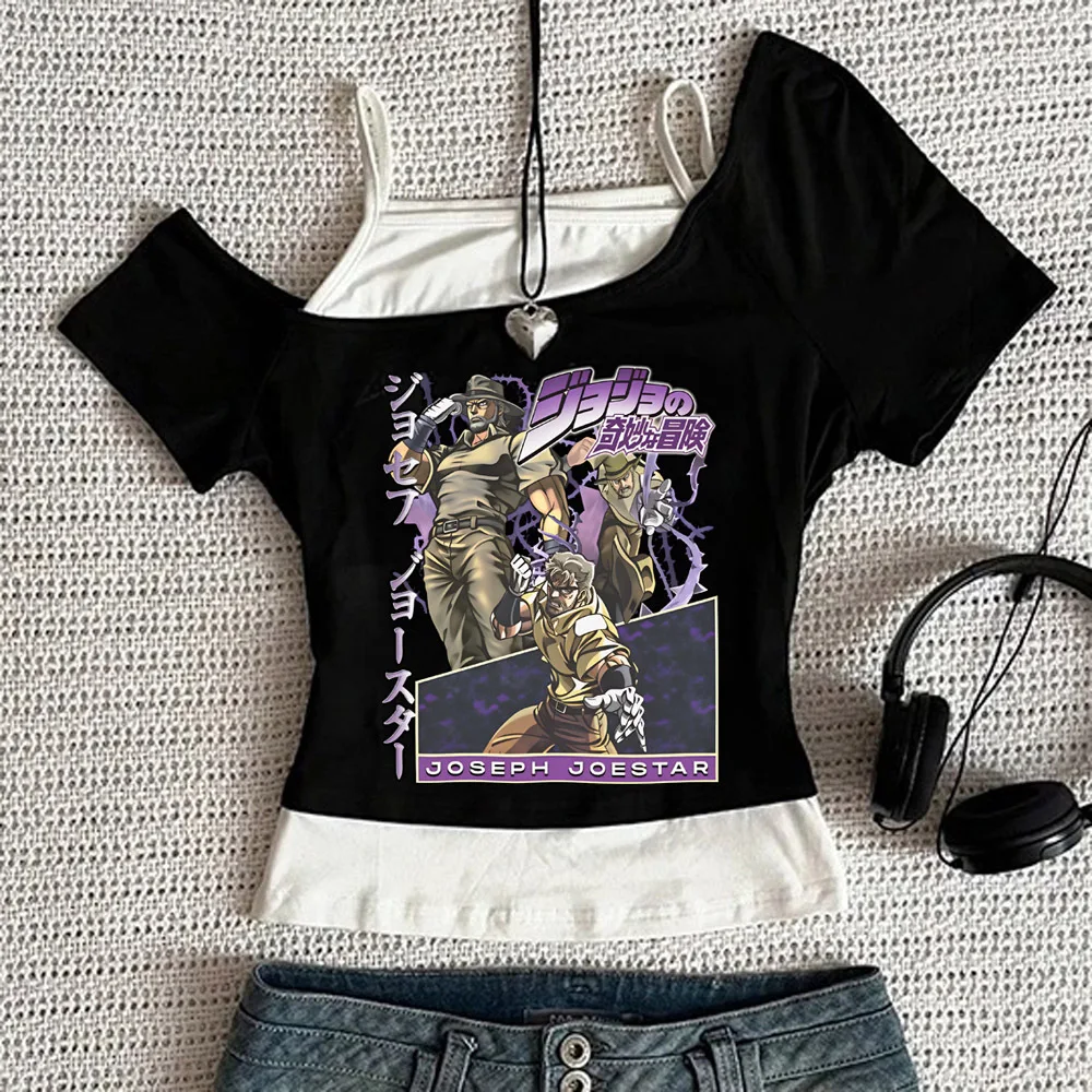 Jojo Bizarre Adventure Crop-Top für Teenager, Ausverkauf, Party, Emo, Kawaii, T-Shirt, 2000er, japanische Party, Goth-Scene – Detail 12