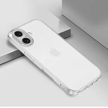 Coque de téléphone transparente en silicone TPU ultra mince, étui de protection arrière souple en cristal clair pour Iphone 16 Pro Max Plus