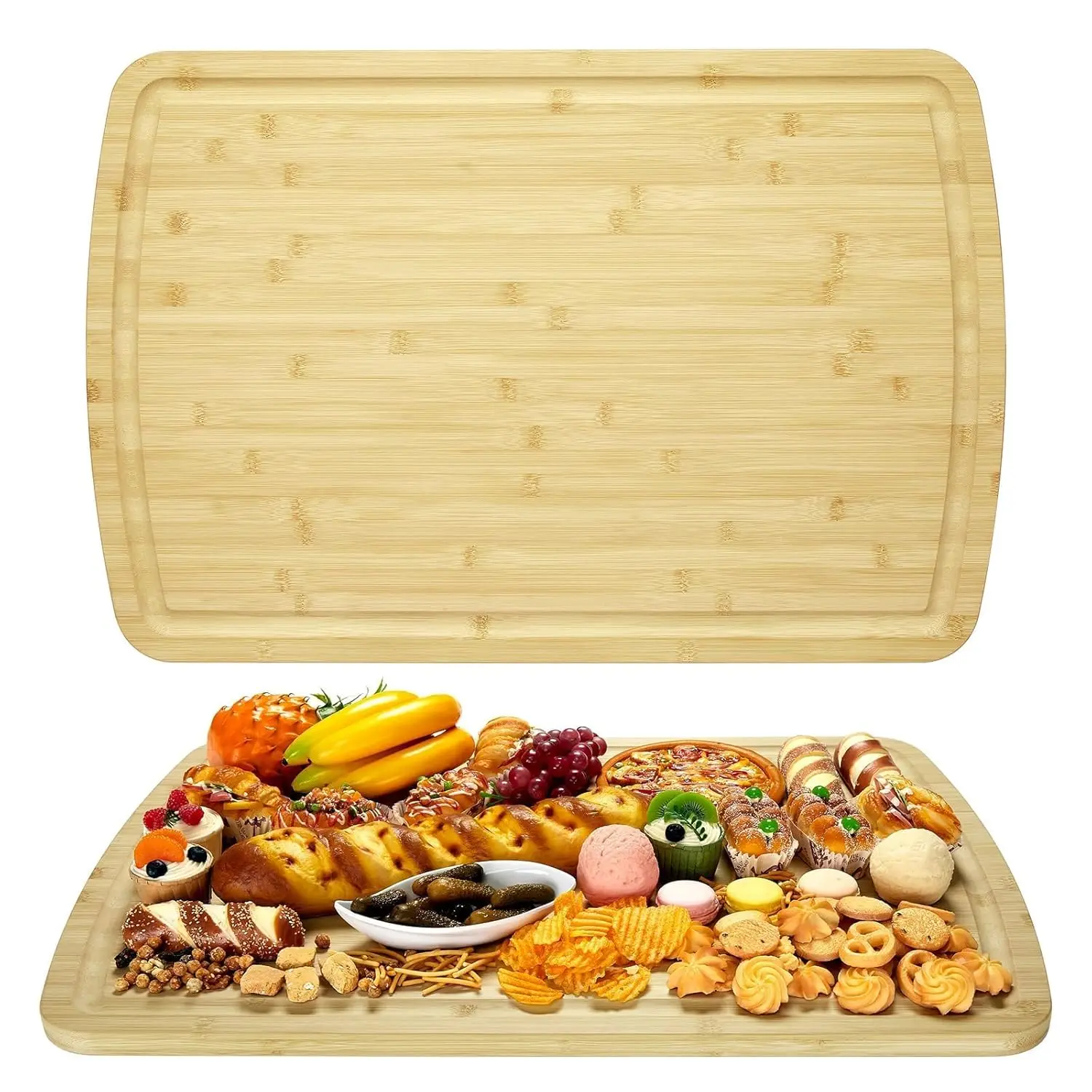 

30" X 20" Extra Large Bamboo Cutting Board For Kitchen, Huge Stove Top Covers For Electric And Gas Stoves, Wooden Chopping Board