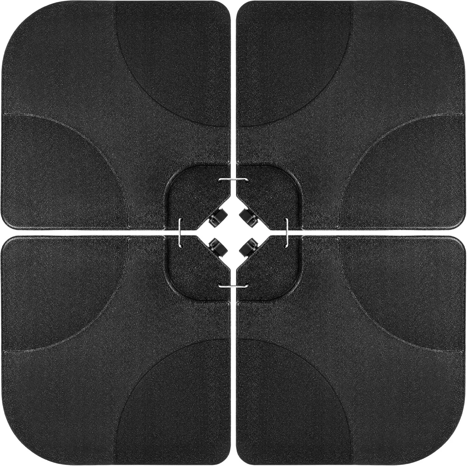 

4-Piece 155lb Capacity Heavy-Duty Cantilever Offset Patio Umbrella Stand Square Base Plate Set w/Easy-Fill Spouts for Water