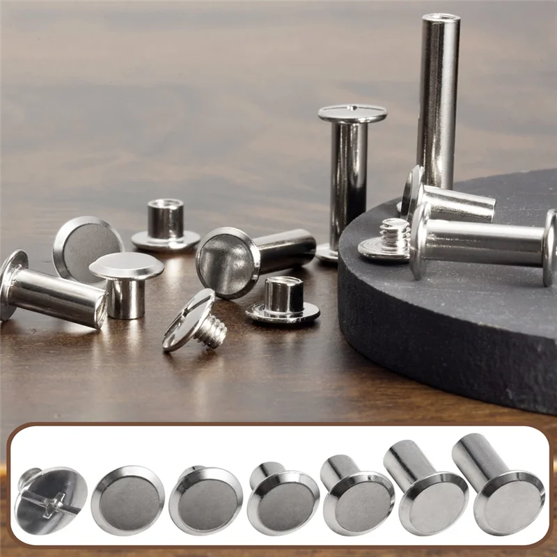 ABPQ-Chicago Vite Rivetti in pelle Rivetti a vite assortiti M5 Viti di rilegatura Chicago per decorare cinture artigianali in PU (110 pezzi)