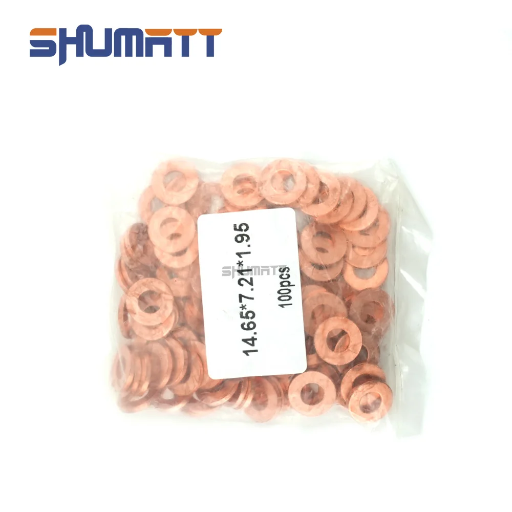 100Pcs/bag China Made New F00VC17502 Common Rail Injector Nozzle Copper Pad Gasket For Car Diesel Fuel Injector Shim Washers