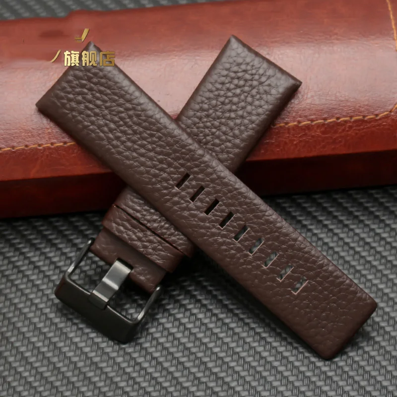 22 24 26 28 30mm Genuine Leather Watchband Watch Belt For Diesel Strap DZ1657 DZ1405 DZ1206 DZ4323 DZ7313 7257 Male Black Brown