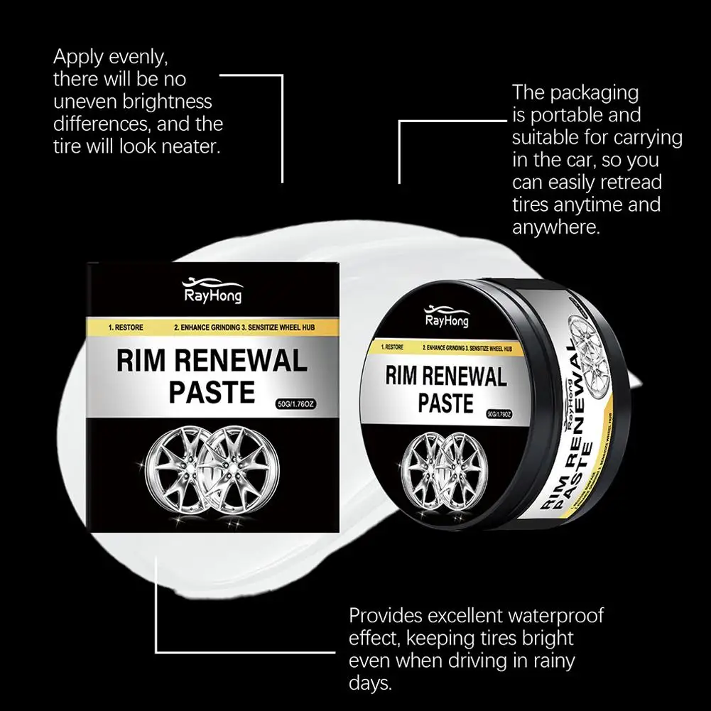 50g Wheel Scratch Care Cream Aluminum Alloy Wheel Hub Refurbishment, Polishing, Scratch Removal, Universal for Multiple Models
