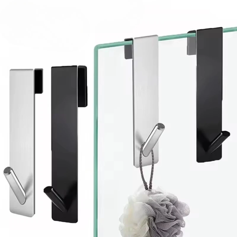

S-Shape Over Glass Door Shower Towel Rack Bathrobe Hanger Hooks Non-Perforated,Detachable Bathroom Back Hanging Organizer