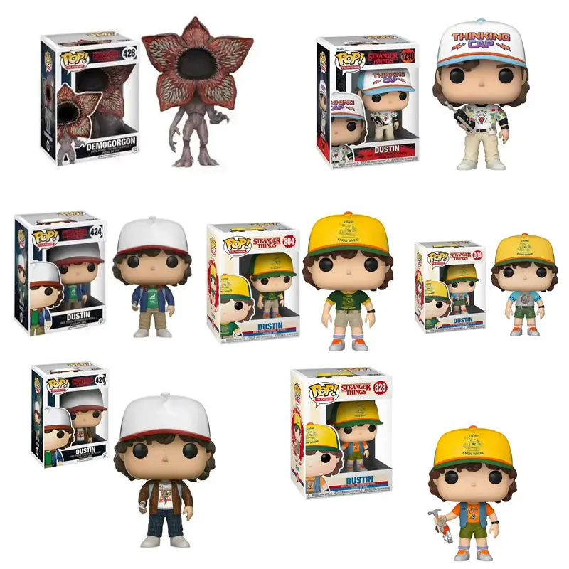 Funko Pop Figurine étrangère Jouet Dustin 1240 # 424 # 828 # 804 # Demogorgon # Figurines en vinyle d'action, Collection de modèles, jouets, cadeau carvinal, 428