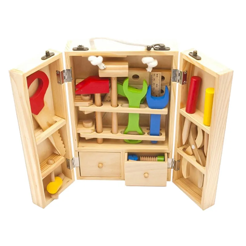 Kids Wooden Toys Multifunctional Tool Set Maintenance Box Wooden Toy Baby Nut Combination Educational Toy Gifts for Children