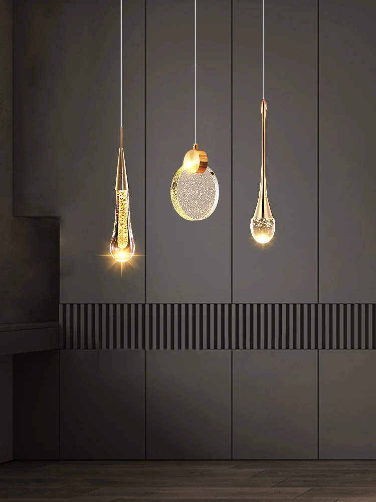 Lámpara colgante LED de estilo nórdico, lujosa lámpara colgante de cristal para dormitorio, mesita de noche, restaurante, candelabro, Bar, mostrador, luz decorativa