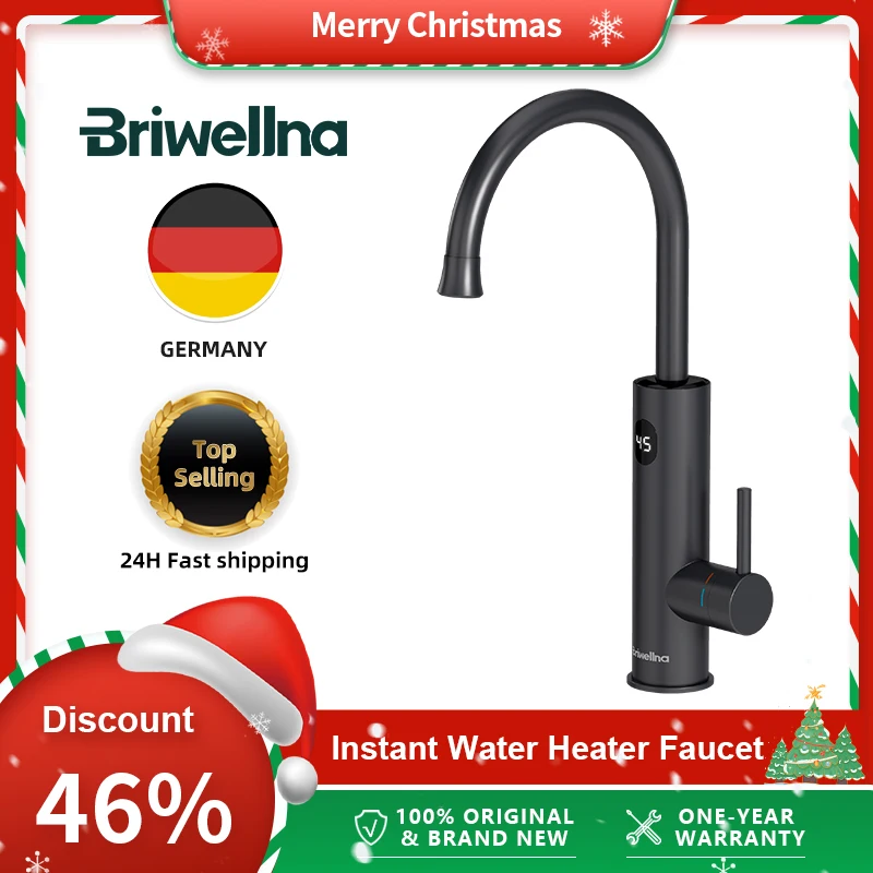 Briwellna Electric Water Heater 220V 2 in 1 Kitchen Faucet Tankless Water Heater Tap Flowing Electric Faucet Shower Geyser