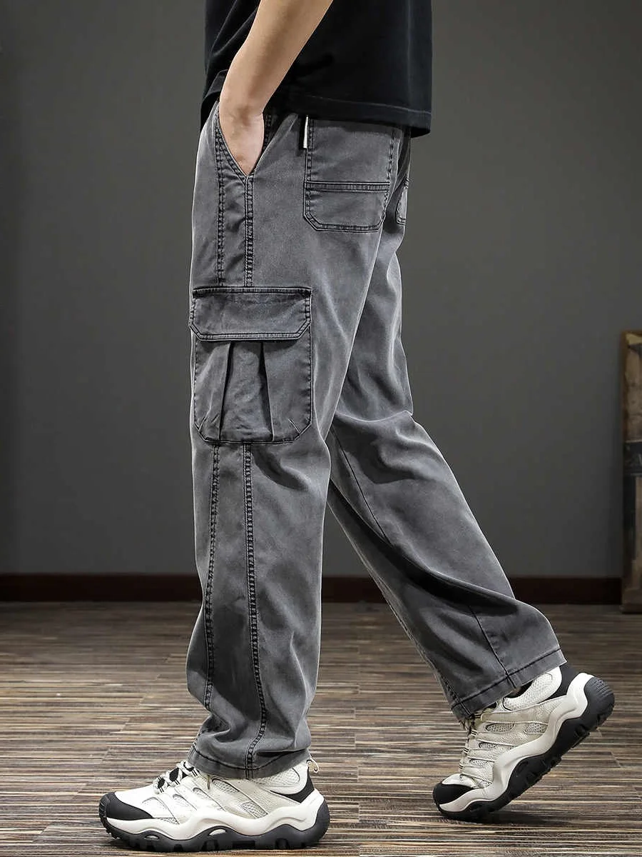 

Retro Waed Multi-ket Work Pants Men's Casual Brand Loose Large Size Straight Leg Wide Leg Casual Long Pants