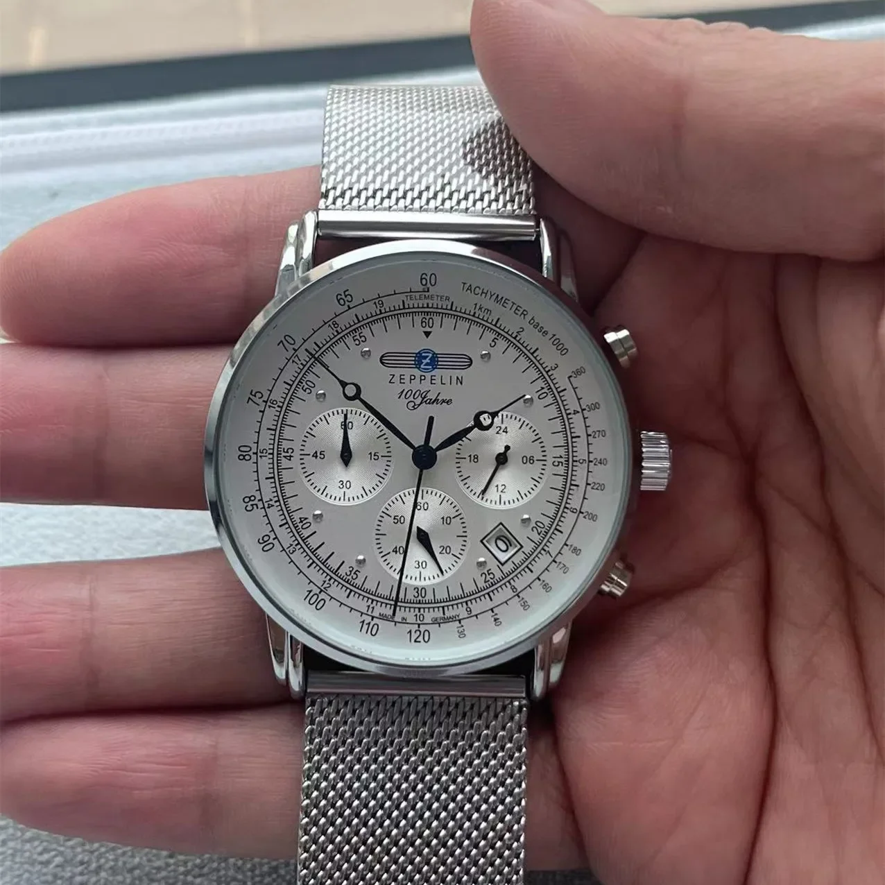 Image of Klassische Herren-Businessuhr, modische Drei-Augen-Sekundenzeiger-Multifunktions-Chronograph-Automatik-Kalender-Quarz-Armbanduhr