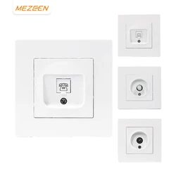 EU Standard White/Black Fireproof PC Quality TEL CAT3 telephone Socket/CAT6 Network Internet Socket/TV Socket/Satellite Socket