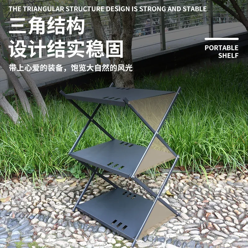 Manufacturer's direct supply of outdoor three-layer storage aluminum plate table, folding and splicing table, multi-functional