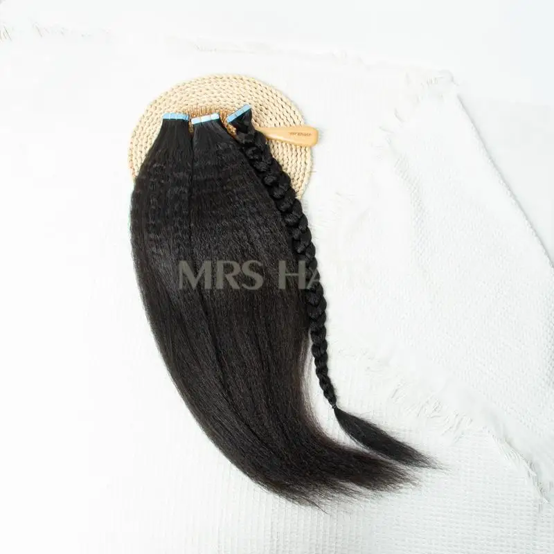 26인치, 28인치, 30인치 곱슬 스트레이트 테이프 인 헤어 익스텐션, 인모 큐티클 레미 야키 테이프 인, 천연 헤어 익스텐션 20개/팩