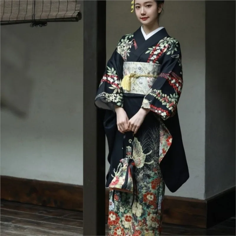 

Kimono Traditional Retro Vibration Sleeve Japanese Clothing Exterior Scence for Traveling Photo Photography Girlish