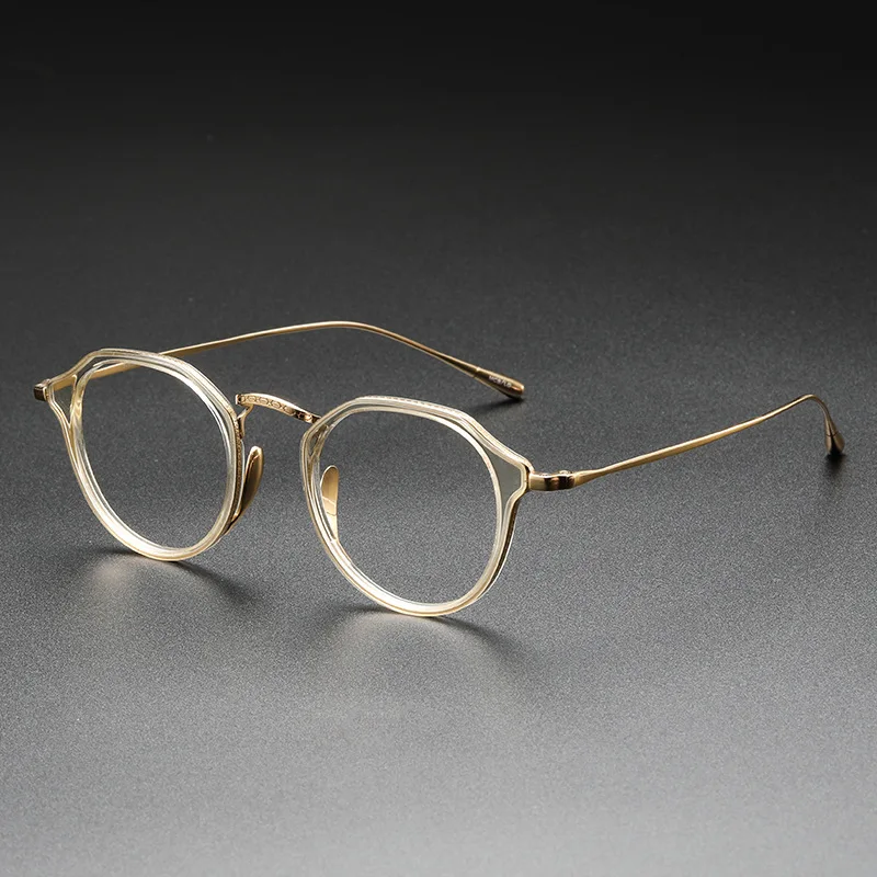 Top Quality Handmade Acetate Titanium Optical Glasses Frame Men Women Luxury Brand Vintage Transparent Eyeglass Frame Eyewear