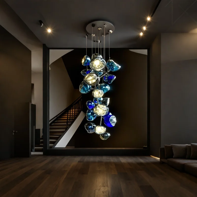 Nordic Lava Glass LED Pendant Light Modern Light Lighting Living Room Indoor Decor Home Fixtures Stairwell Hanging Pendant Lamp