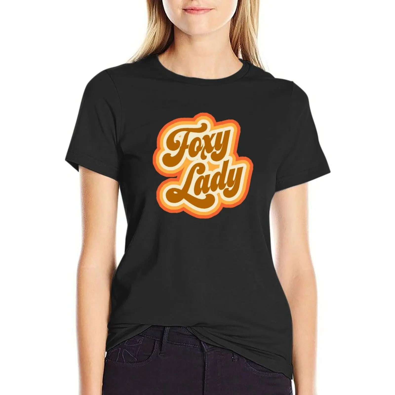 Foxy Lady Vintage 1970s T-Shirt tees kawaii clothes t-shirt dress for Women plus size