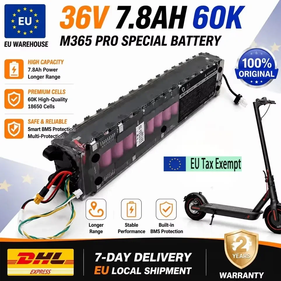 Batteria originale per Xiaomi M365 M356 Pro, modello speciale, 36V, 7800mAh, batteria agli ioni di litio ad alta capacità, adatta per monopattini elettrici.
