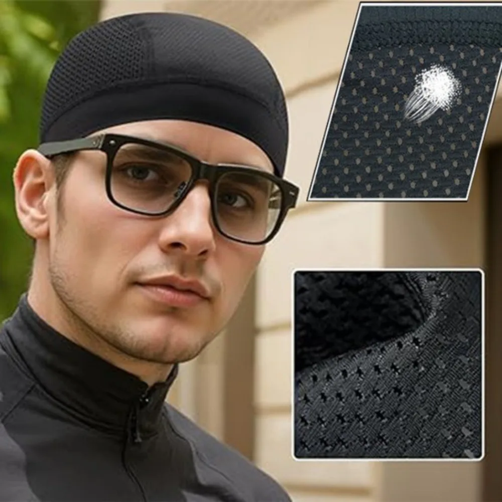 Sommer-Mesh-Fahrradkappen, leichte, schweißabsorbierende Laufhelm-Unterziehkappen, schnell trocknende, elastische, atmungsaktive Fahrradmützen – Detail 3