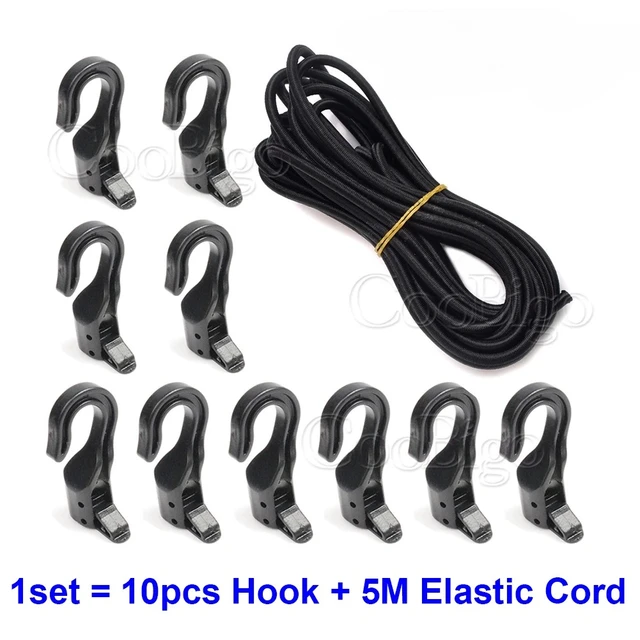 1 zestaw Wytrzymały elastyczny pasek Bungee Shock Cord Rozciągliwy plastikowy hak do bagażu samochodowego Namiot Kajak Łódź Kajak Rowery Lina Krawat
