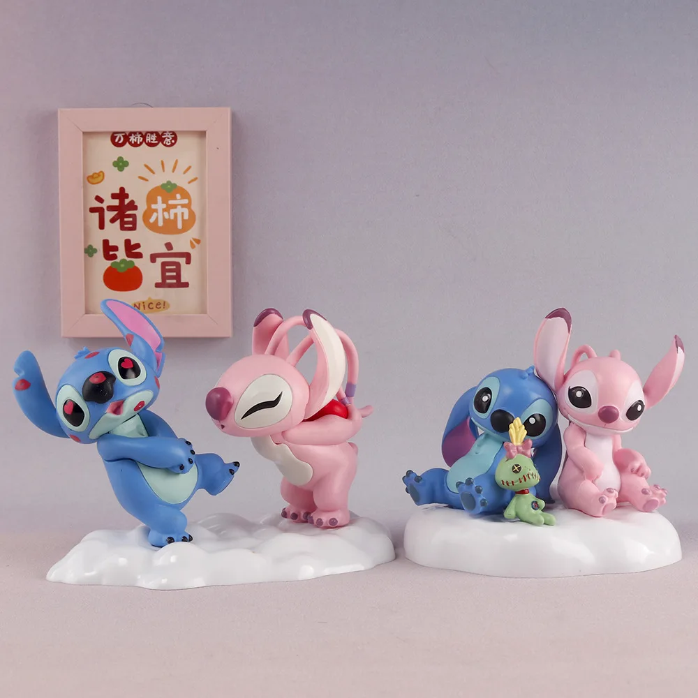 Disney Stitch Angel Anime Cartoon Lilo & Stitch Cute Action Figures Decoration Collectible Decoration GK Model Toys Kids Gift