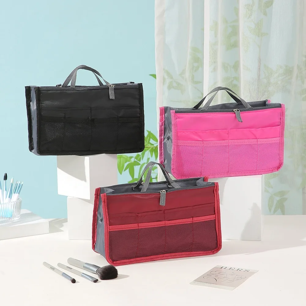 Multi Functional Large Capacity Makeup Bag Portable Double Zipper Toiletries Travel Storage Bag Mommy Bag Multi Pocket Cosmetic image 5